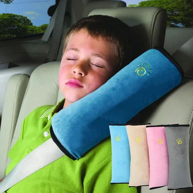 Plüsch Sicherheitsgurt Kissen für Baby und Kinder in Blau als Schulterschutz für die Autofahrt - Bild 1