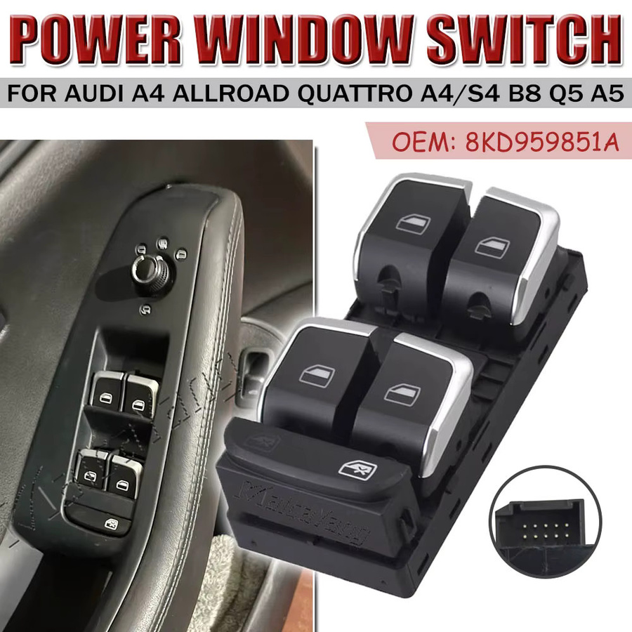 Malcayang Elektrischer Fensterheber-Hauptschalter in Schwarz für Audi A4 S4 B8 A5 Q5 A4 Allroad Quattro 8KD959851 8KD959855 - Bild 4