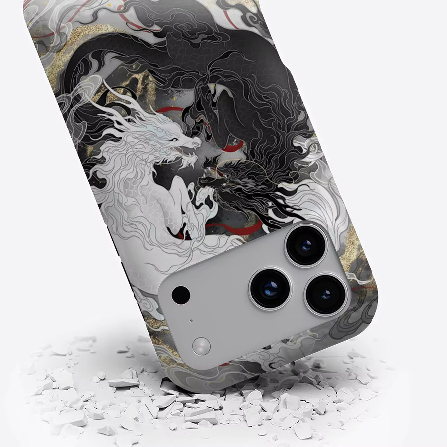 Potdemiel Magnetische Handyhülle mit Yin-Yang Drachen-Tapisserie für iPhone 17 16 15 14 13 Pro Max Plus, Mehrfarbig - Bild 3