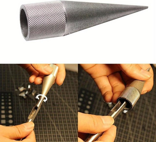 Vulcan Professionelles Leder-Lochwerkzeug mit 300Mesh Schmirgelbeschichtung in Silber - Bild 1