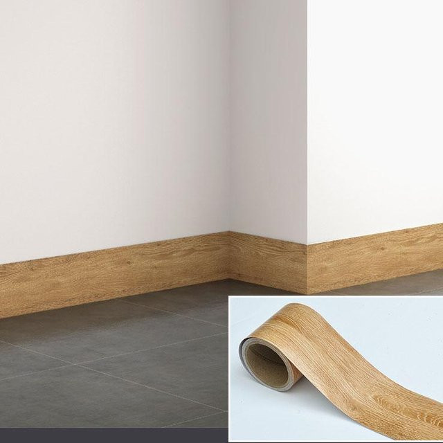 Selbstklebendes Holzmaserungsband von WARM YOUR LIFE in Braun, wasserdichter Dekorfilm für Sockelleisten, Türrahmen und Wandverkleidungen, Breite: 5 cm, Länge: 10 m - Bild 1