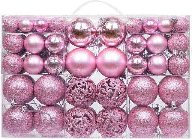 100 Stück Weihnachtsbaum Ornamente OutsideWorld Hängende Kugeln in Rosa aus Kunststoff - Bild 1