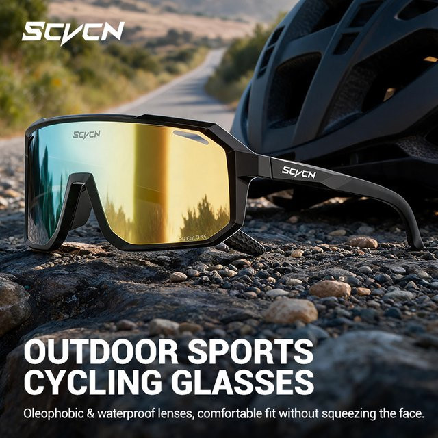 SCVCN Sportsonnenbrille, Unisex, Vollrand, Schwarz, Wrap - Bild 1