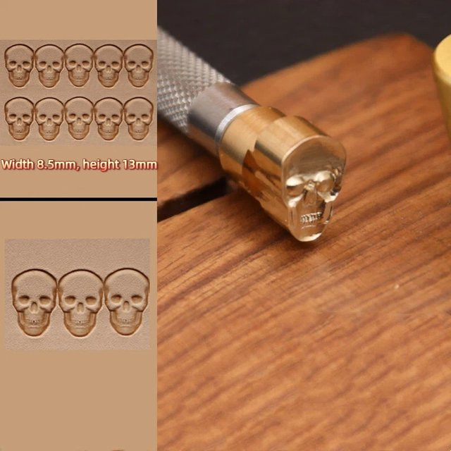 DIY Schädelstempel aus Edelstahl 304 als Lederprägewerkzeug für pflanzlich gegerbtes Portemonnaie-Zubehör, Größe: 8,5 x 13 mm - Bild 1