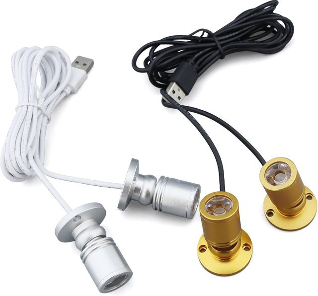 KAISANXINYI LED Spot Licht USB 5V 3W, Oberfläche Montiert, Drehbarer Mini Strahler in Weiß für Schrank, Vitrine und Küche - Bild 1