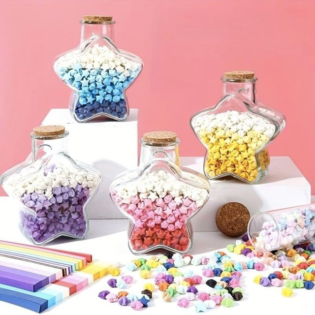 Buntes Origami Papier für DIY Lucky Stars in Mehrfarbig zum Basteln für Kinder - Bild 1