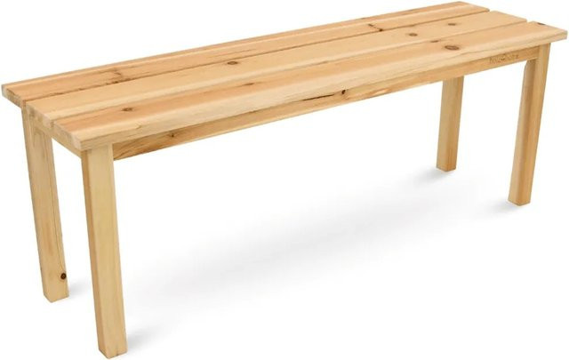 DELUKE Gartenbank LYDIA aus Tannenholz, wetterfeste 3-Sitzer Holzbank für Garten und Terrasse, Natur - Bild 1