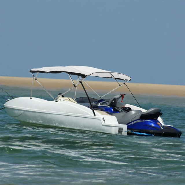 Vidaxl Bimini Z mit Netzwänden und 4 Bögen in Weiß, B: 243 cm, H: 137 cm, T: 170-182 cm - Bild 1