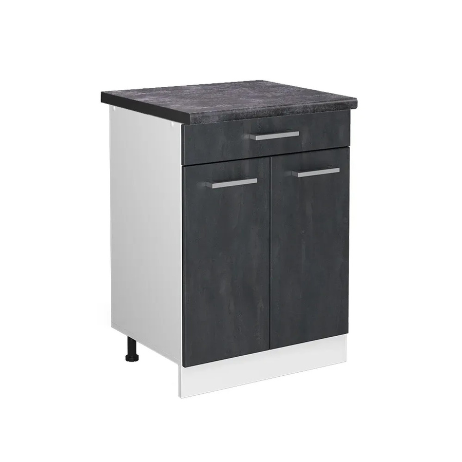 Vicco Küchenunterschrank R-Line Schubladenschrank in Schwarz Beton und Anthrazit mit weißem Korpus, Breite: 60 cm - Bild 2