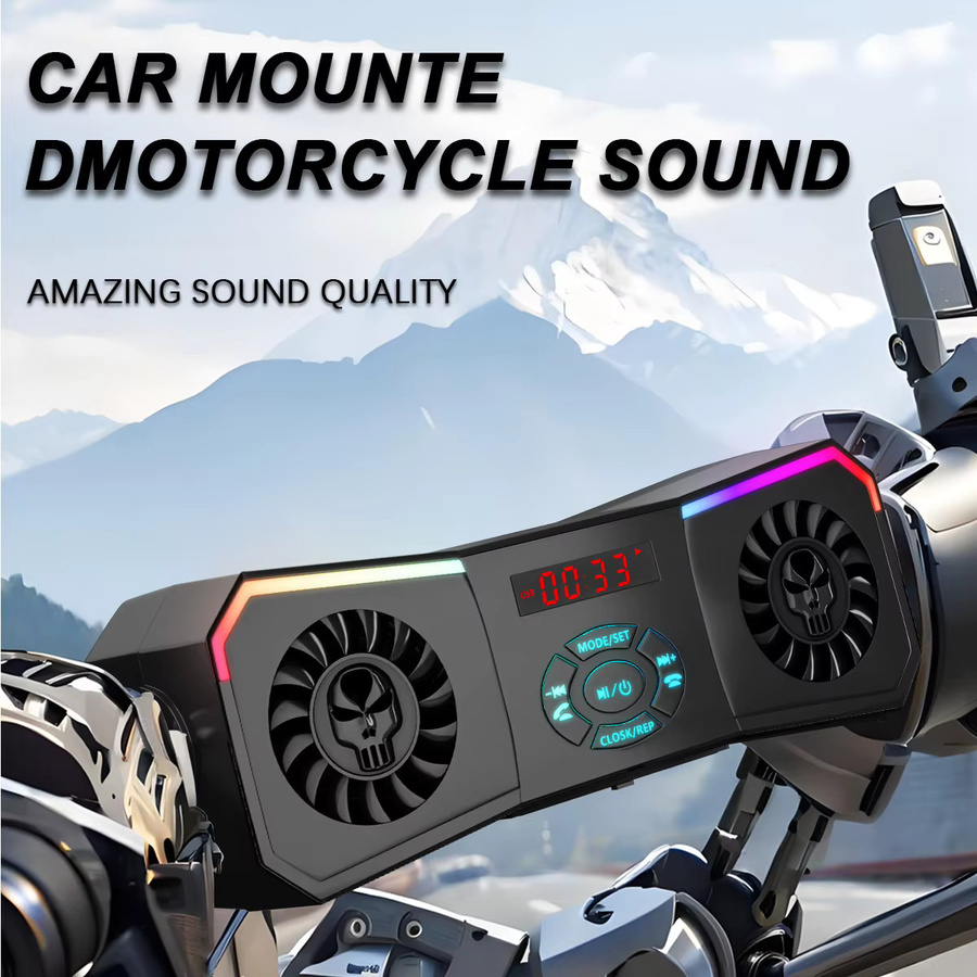 Purevox Motorrad-Lautsprecher kabelloses Stereo-Audiosystem in Schwarz mit MP3-Player, AUX, USB und FM-Radio für 12 V inklusive Lenkerhalterung - Bild 5