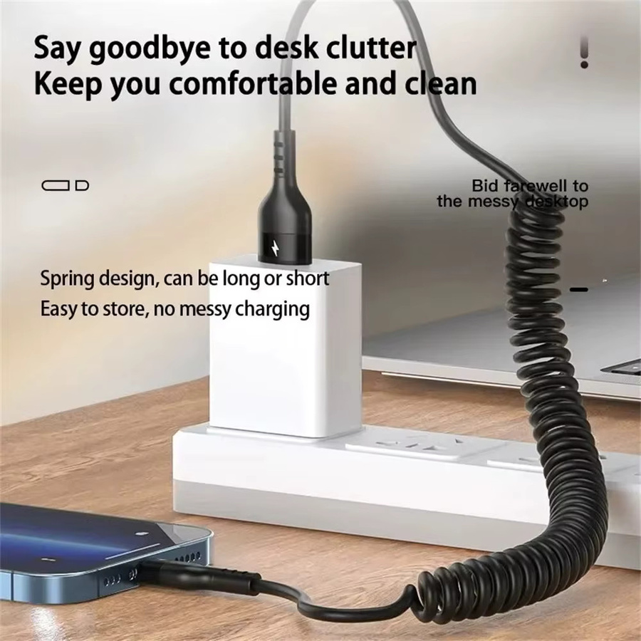USB Typ C Schnellladegerät mit 66W und versenkbarem Kabel für Huawei, Xiaomi und Redmi, PD Schnellladefunktion, Farben: Schwarz oder Weiß - Bild 2