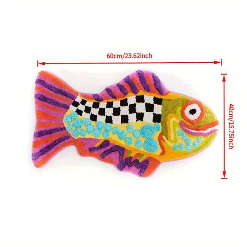 VIKAMA Bunter Fischteppich mit Tiermotiv, rutschfester und saugfähiger Teppich für Wohnzimmer, Schlafzimmer oder Badezimmer, B/T: 60 x 40 cm, Mehrfarbig - Bild 5
