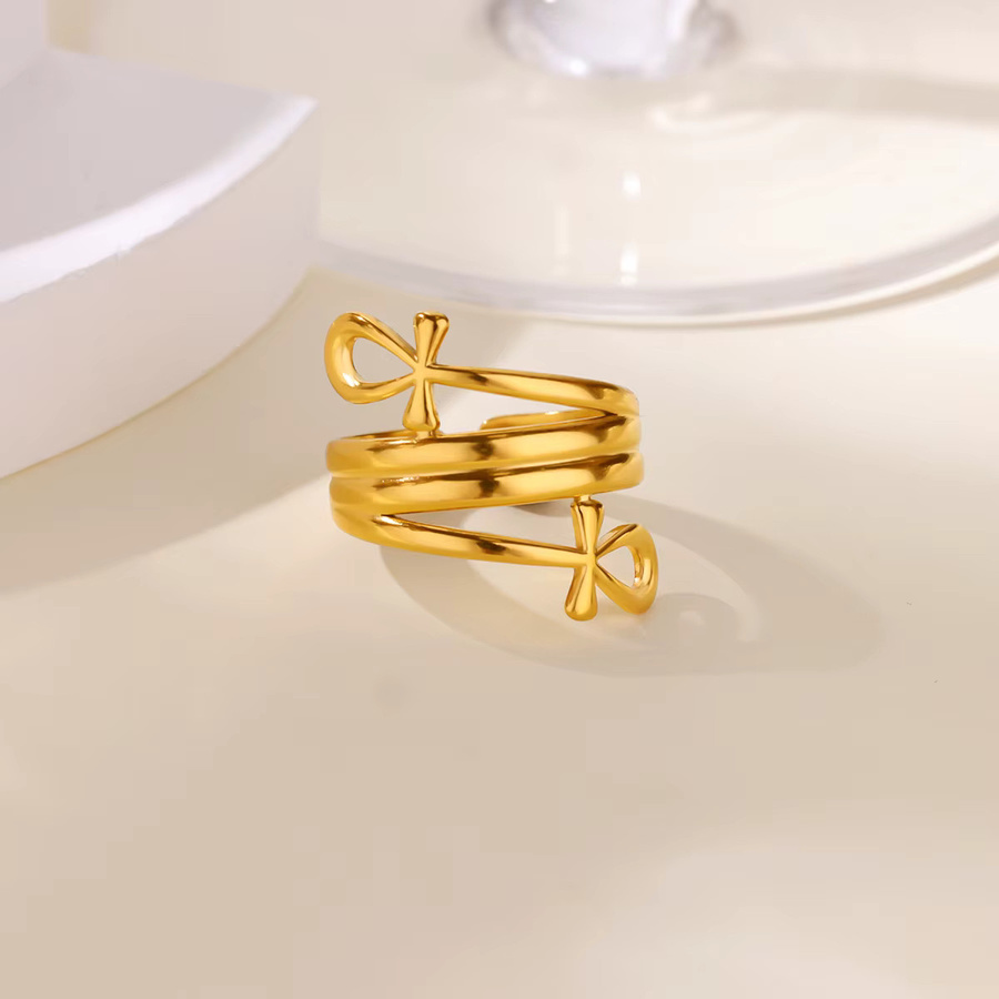 HPTOTMG Ring Edelstahl, vergoldet, Gold, Vintage, Damen - Bild 1
