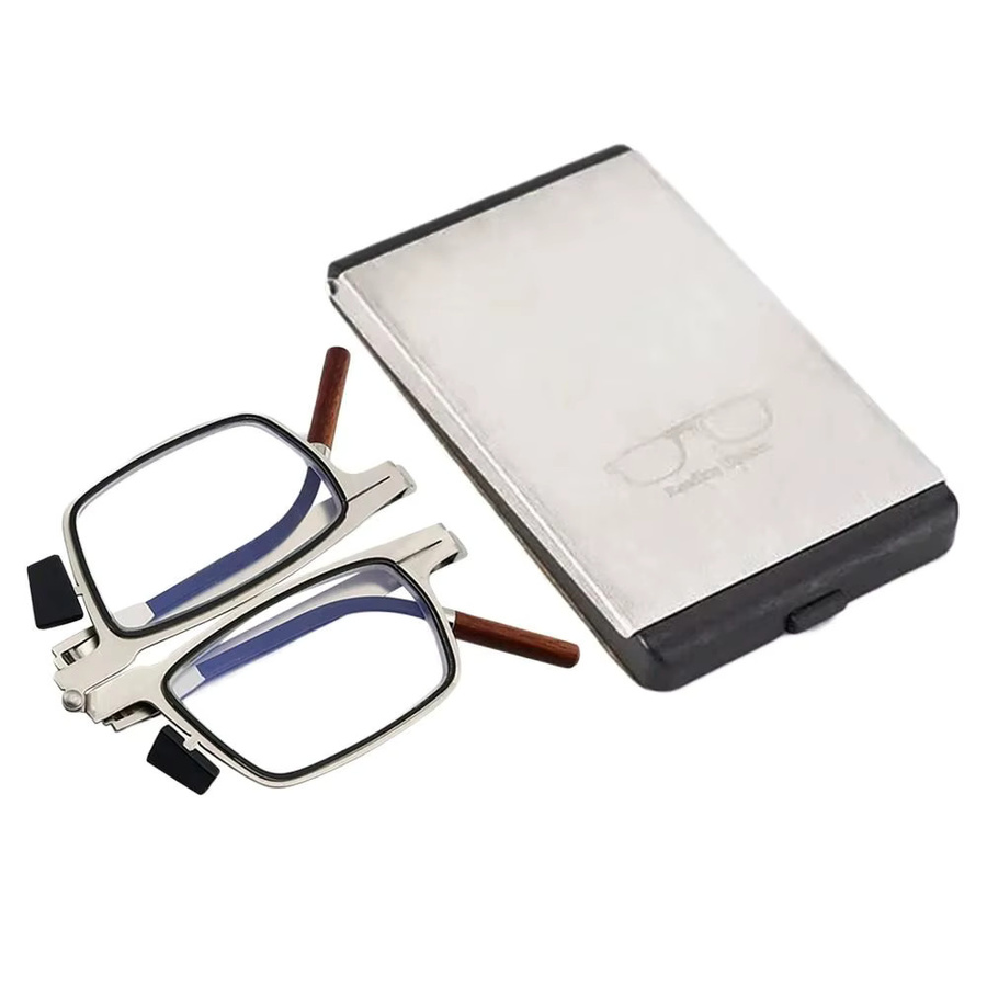 Lesebrille mit Blaulichtfilter, Metall, Vollrand, rechteckig, silver - Bild 2