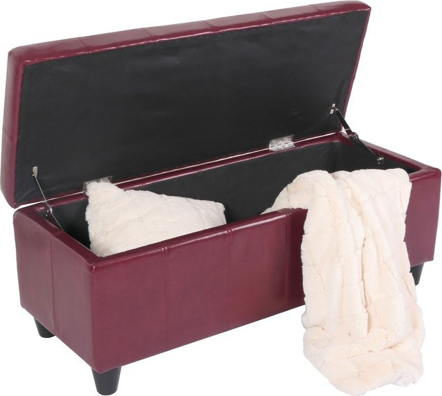 MCW Sitzbank Arezzo mit Aufbewahrung aus Leder und Kunstleder, Rot, B/T/H: 112 x 45 x 45 cm - Bild 1