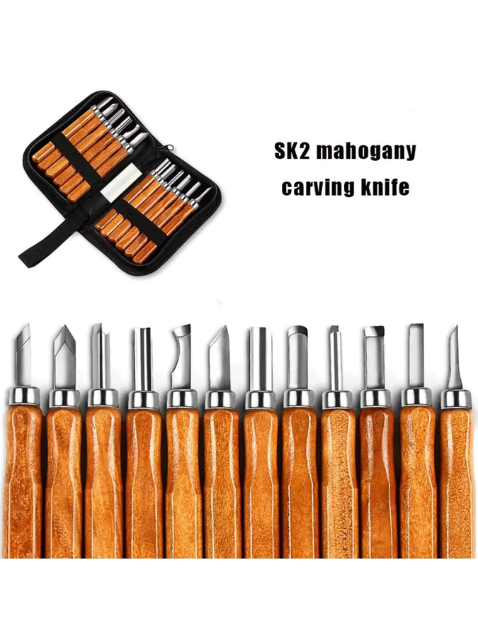 Professionelles Holzschnitzmeißel-Set in Braun für detaillierte Schnitzarbeiten und Holzbearbeitung - Bild 5