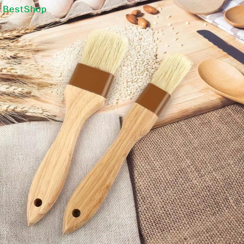 HNKMP 5er-Set Ölpinsel aus reiner Wolle mit Holzgriff in Braun zum Backen, Grillen und Kochen - Bild 3