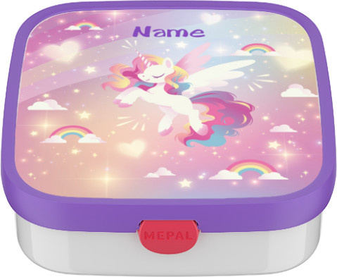 Mepal Brotdose groß Unicorn Glow in Transparent Multicolour mit Bestückung für Namen und Foto, auslaufsicher und mit Besteck sowie Fächern - Bild 1