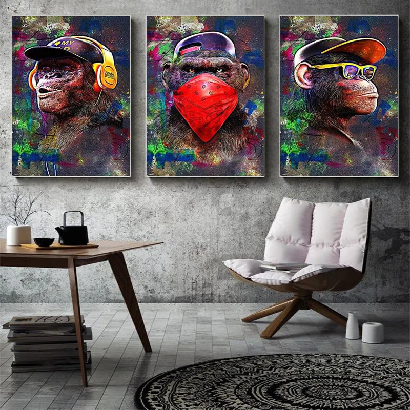 Pop-Graffiti-Kunst Hip-Hop-Affe Leinwandbild Petrichor Poster in Multicolor, Breite: 60 cm, Höhe: 100 cm - Bild 3