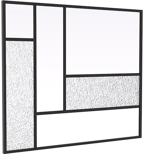 Vente-unique Glaswand Fairview in Schwarz mit Aluminiumrahmen, Breite: 150 cm, Höhe: 130 cm, Tiefe: 6 cm - Bild 1