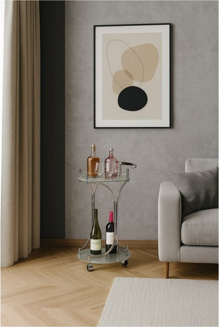 Servierwagen von Möbel direkt online mit Messing-Optik, Rollen und Sicherheitsglas in Gold, Schwarz oder Transparent - Bild 1