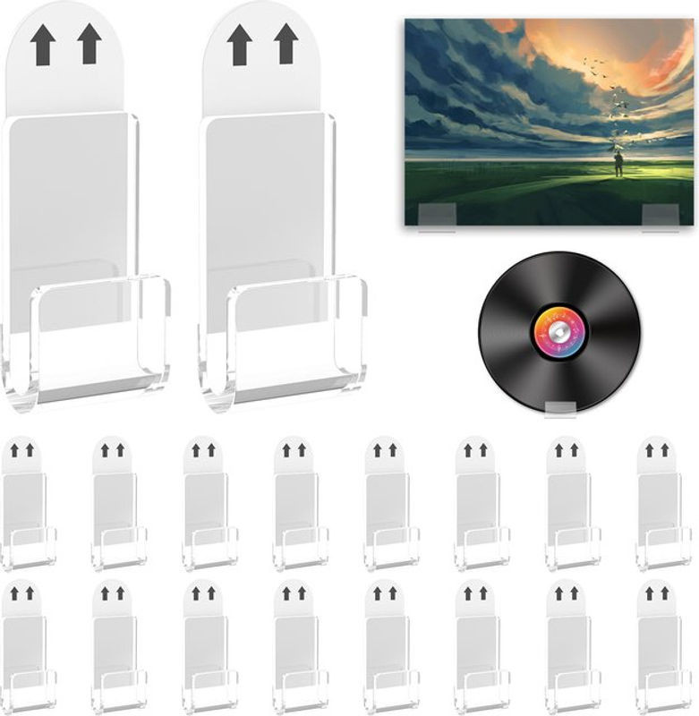 Willstar 18er Set Acryl Platten Halter Transparent Selbstklebend Wandmontiert für Vinyl und Album Display - Bild 1