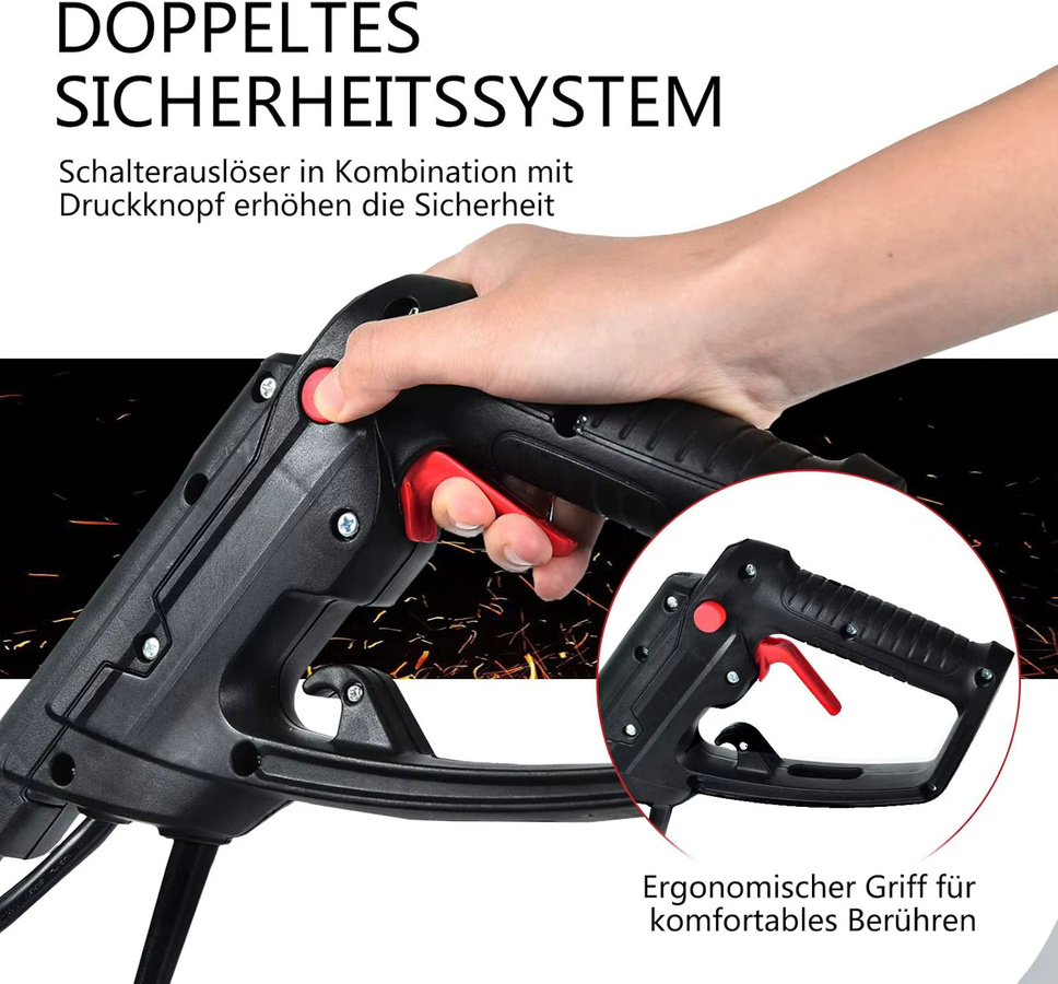 GOFLAME Elektrische Gartenfräse in Rot und Schwarz mit 1200 W, 4 Hackmessern, Arbeitsbreite: 35 cm, Arbeitstiefe: 22 cm - Bild 2
