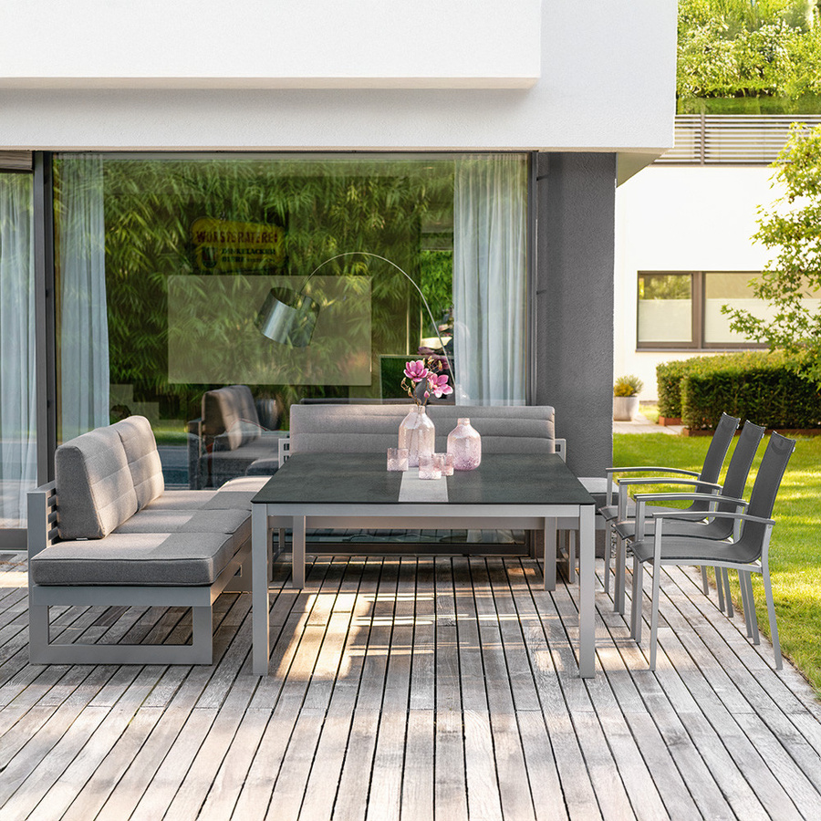 Stern Tisch Silverstar 2.0 aus Aluminium in Graphit mit Tischplatte in Zement/Zement hell, B/T: 200 x 140 cm - Bild 2