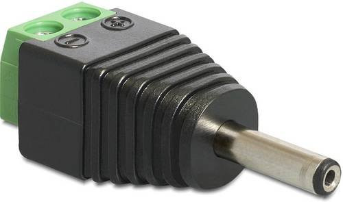Delock 65434 DC Strom Adapter mit 1x DC-Buchse 3,5mm und 1x 2-poligem Anschluss in Schwarz, Grün und Silber - Bild 1