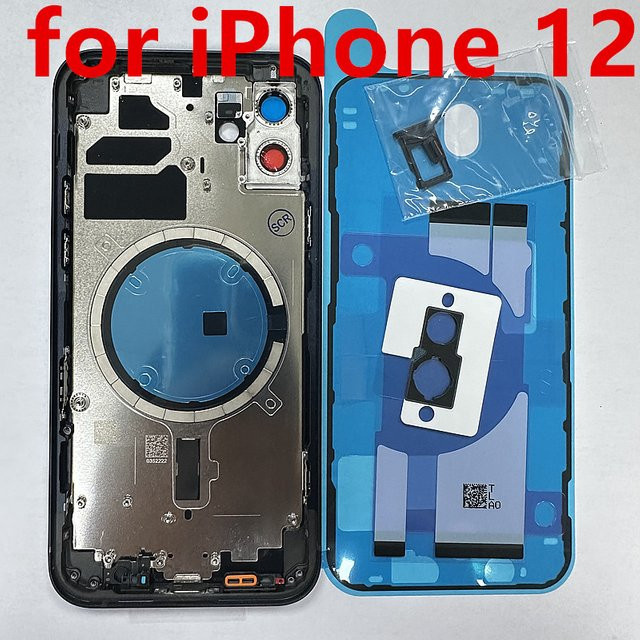 Apple iPhone 12 Rückgehäuse Ersatzset in Rot mit Glas, Mittelrahmen, Batteriefach, SIM-Fach und Seitentasten - Bild 1