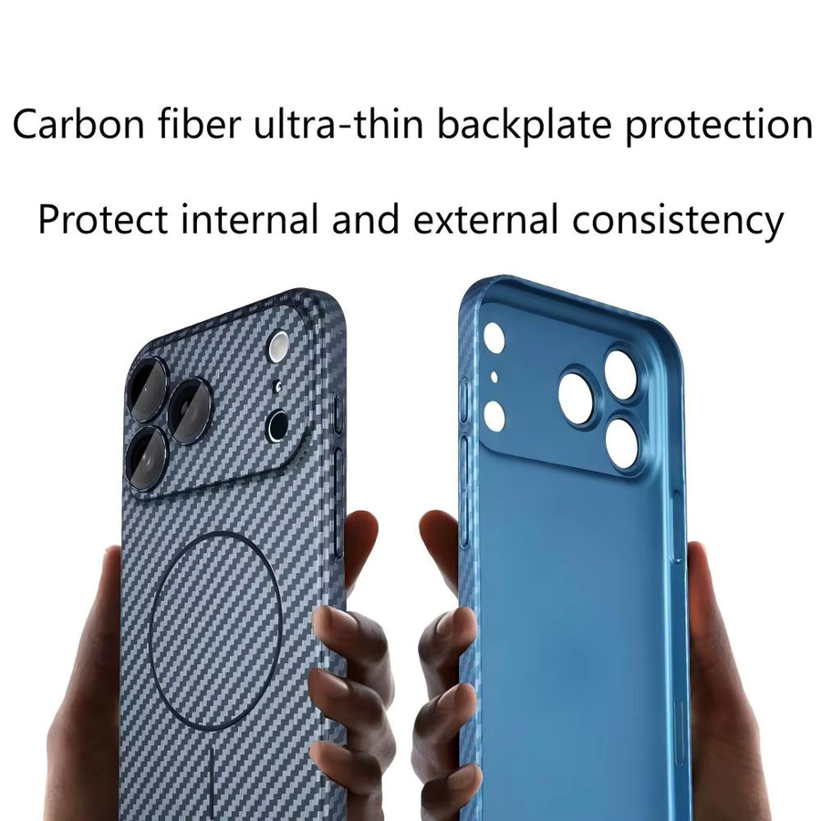 MagSafe Magnetische Handyhülle aus Carbonfaser und Kevlar für iPhone 17 16 15 14 13 12 Plus Pro Max, Schwarz - Bild 3