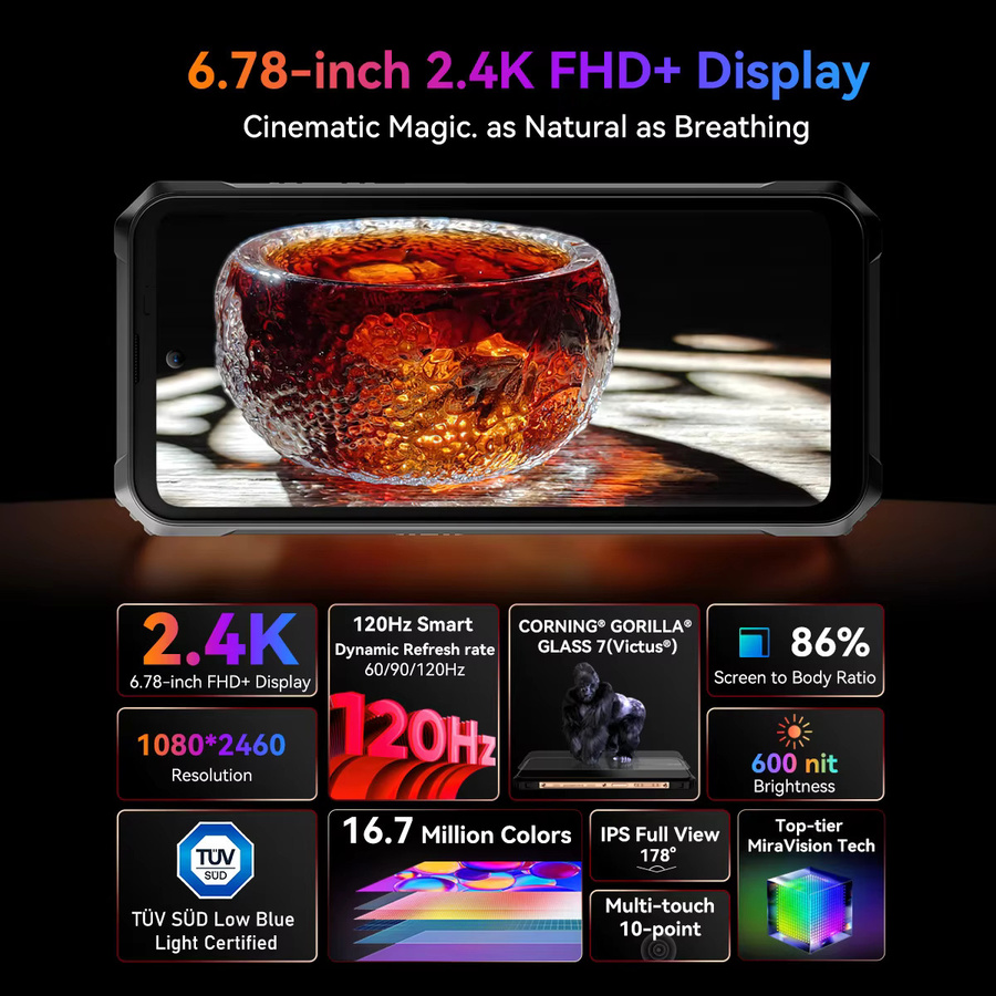 Blackview BL9000 PRO 5G Robustes Smartphone mit 6,78 Zoll FHD-Display, 12GB RAM, 512GB Speicher, Infrarot-Bildgebungskamera und 8800mAh Akku, Android 14, Schwarz - Bild 2