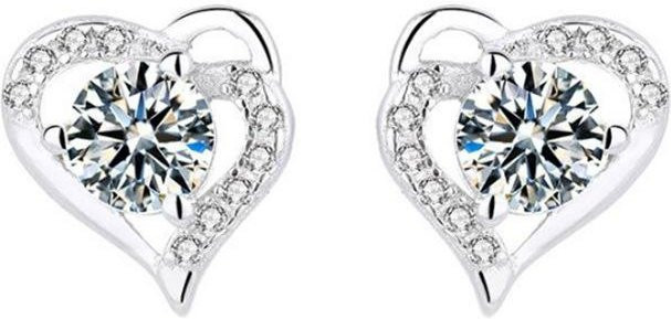 Lucky Star Jewelry Ohrstecker 925 Silber, Diamant besetzt, Damen, Herz - Bild 1