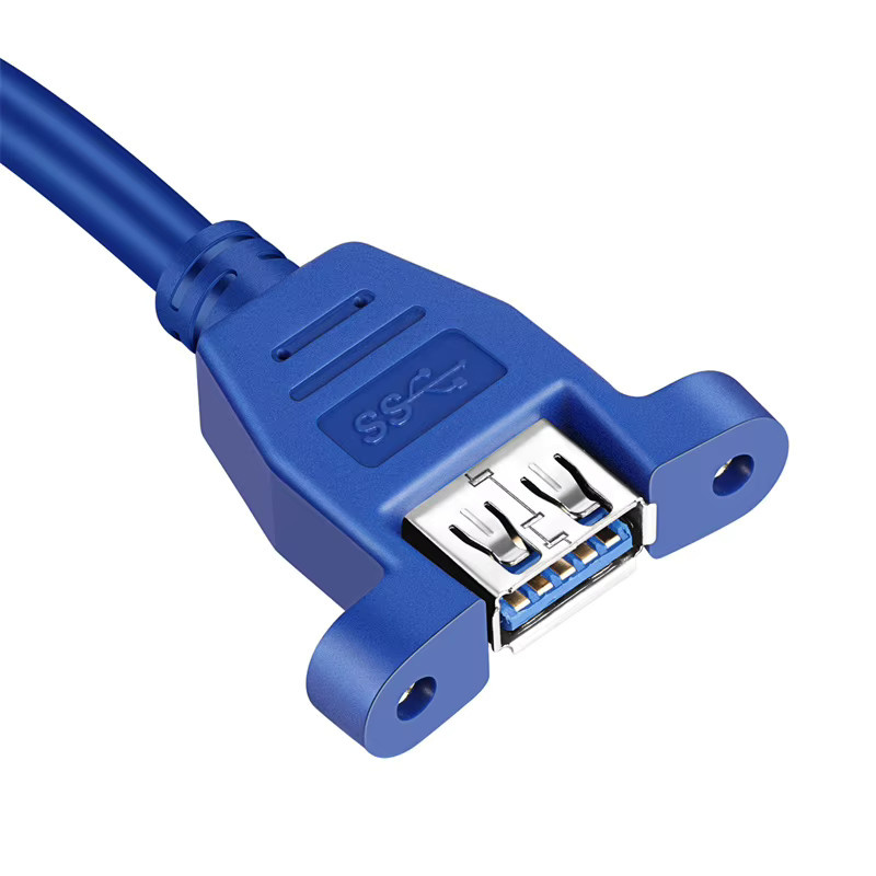 MACDOT USB 3.0 Verlängerungskabel Stecker auf Buchse mit Schalttafelmontage und doppelt geschirmter Schraube, USB-A auf USB-C, Schwarz oder Blau - Bild 2