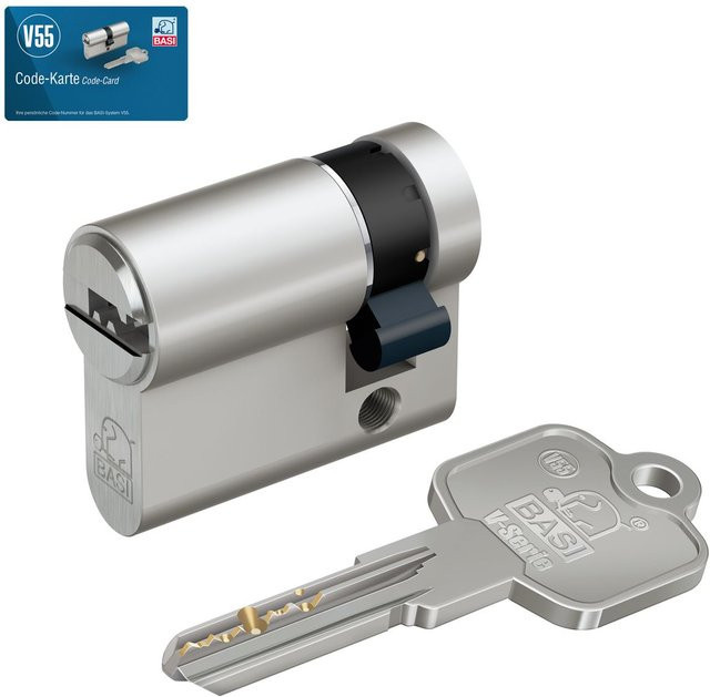 BASI Profil-Halbzylinder V55 in Silber, verschiedenschließend, Messung: 10/30 mm - Bild 1