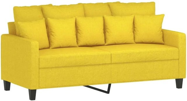 vidaXL 2-Sitzer-Sofa in Hellgelb mit Stoffbezug und Metallrahmen - Bild 1