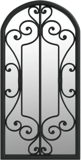 vidaXL Gartenspiegel in Schwarz aus Metall und Glas im Antik-Stil, B/H: 70 x 30 cm - Bild 1