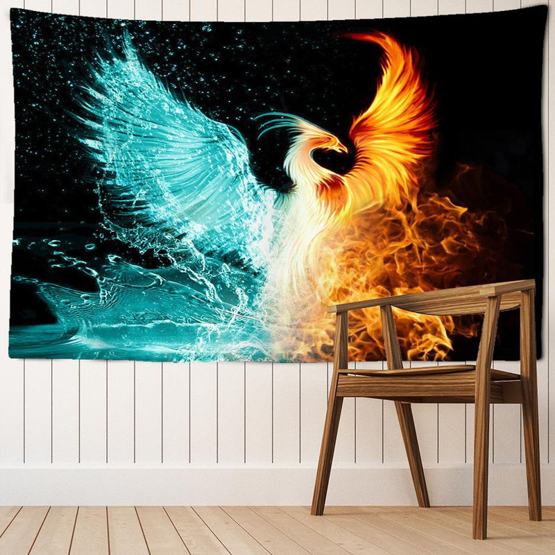 Binchi Outdoor Equipment Wandbehang Totem Phönix aus Eis und Feuer, abstrakte Boho-Dekoration in Mehrfarbig, B: 95 cm, H: 70 cm - Bild 2