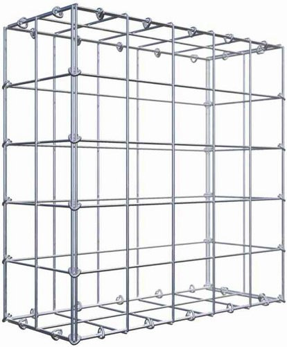 Gabiona Drahtkorb aus Stahl in Silbergrau mit C-Ring, B/T/H: 50 x 50 x 20 cm - Bild 1