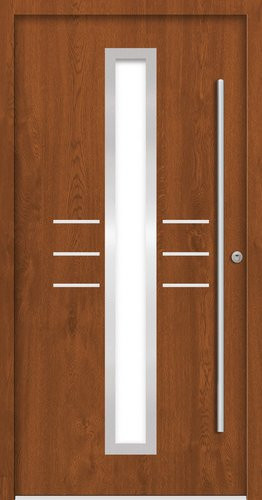 Splendoor Sicherheitshaustür OMIS Prime RC2 aus Aluminium in Golden Oak Braun mit Glaseinsatz - Bild 1