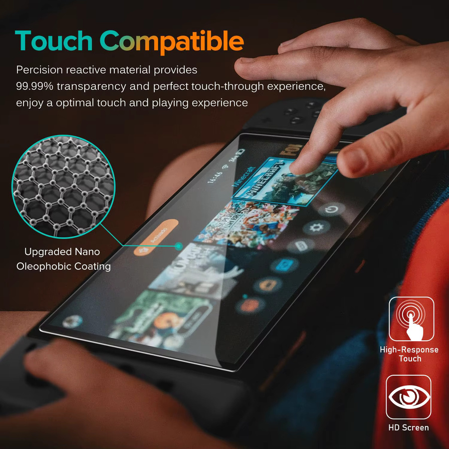 Nintendo Switch Displayschutzfolie aus gehärtetem Glas, transparent, HD, kratzfest - Bild 5