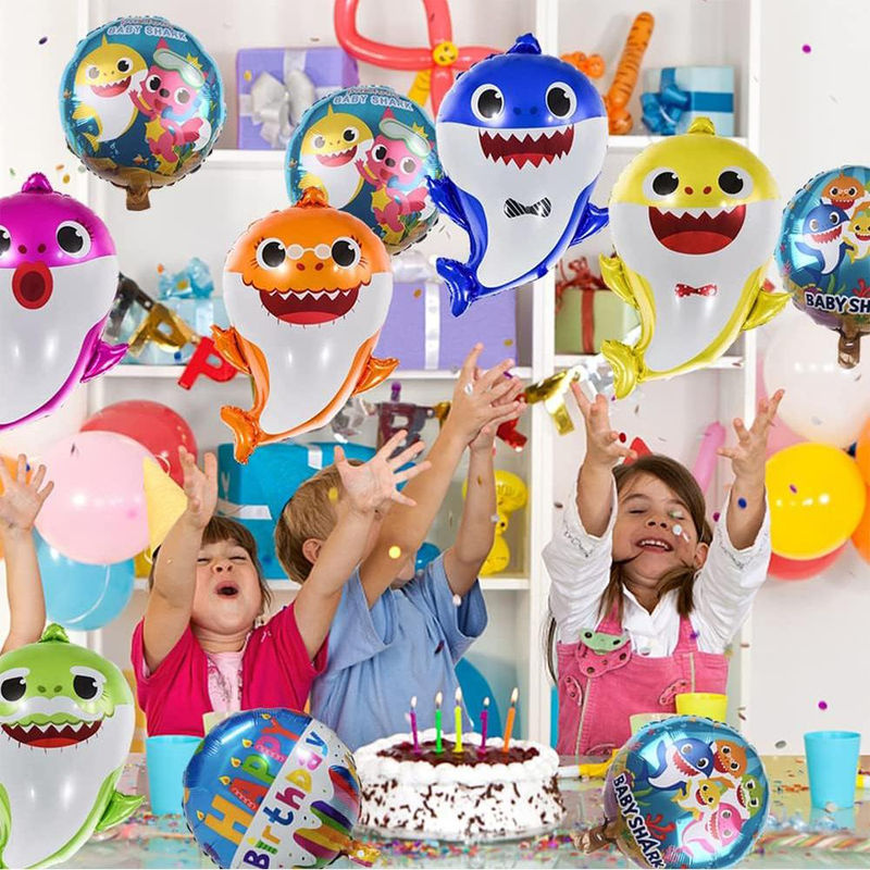Baby Shark Party-Dekoration Set mit Helium-Babyhai-Luftballons und runden Luftballons in Mehrfarbig von happybuySE - Bild 4