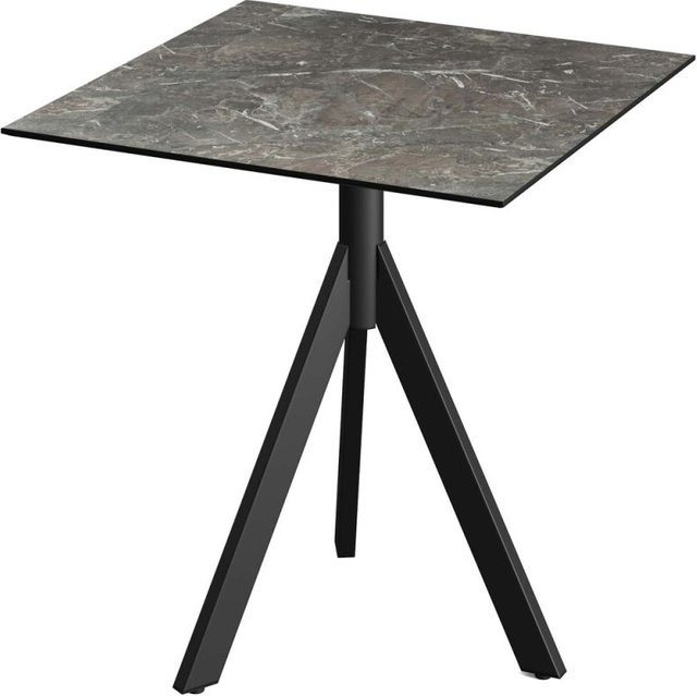 Feros Infinity Tripod Terrassentisch mit HPL Platte, schwarz/mehrfarbig, quadratisch, B/T/H: 70 x 70 x 74 cm - Bild 1