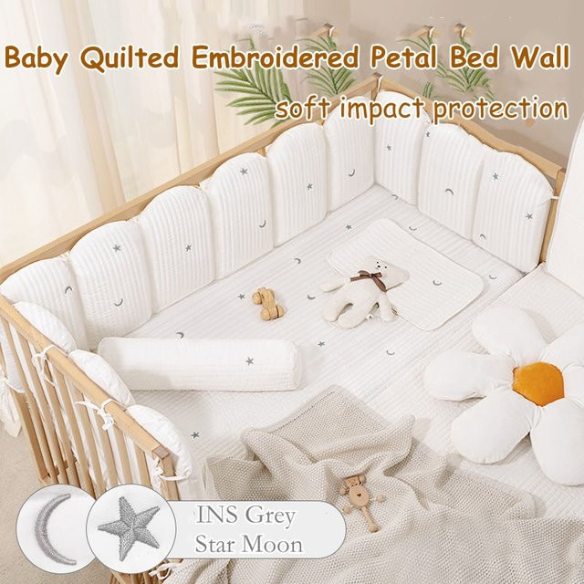 3-teiliges Set Babybett-Stoßstange zur Kollisionsprävention in Weiß für das Babyzimmer - Bild 1