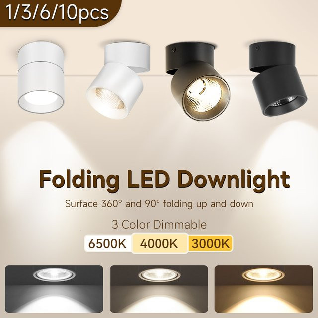 Moderne runde LED-Deckenleuchte in Schwarz mit verstellbarem Strahler für dein Wohnzimmer - Bild 1