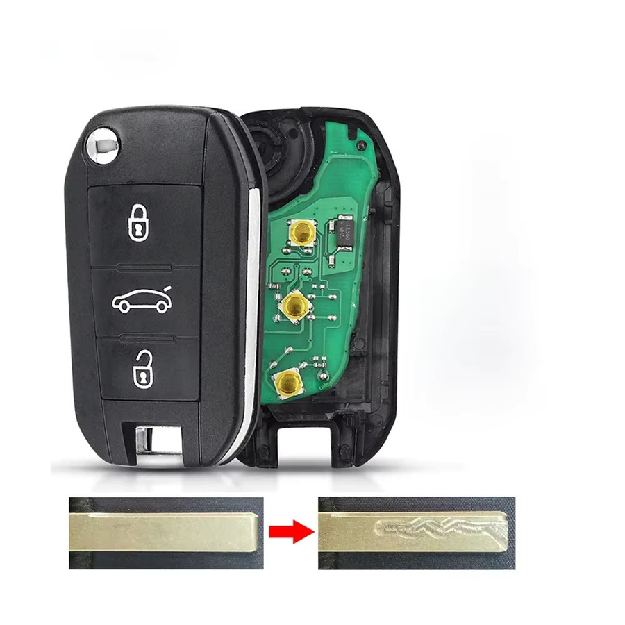 KEYYOU Remote Key FSK 434 MHZ ID46 mit Schneiden Service für Peugeot und Citroen in Schwarz - Bild 4