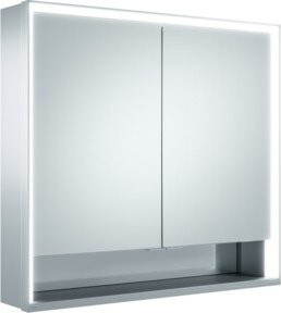 Keuco Royal Lumos Waschtischunterschrank mit 2 Drehtüren und LED-Beleuchtung in Silber eloxiert B/H/T: 80 x 73 x 16 cm - Bild 1