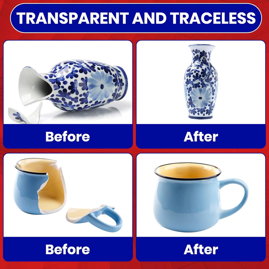 LOOLIFL Keramikkleber transparenter Emaille-Kleber zur Reparatur von Porzellan, Keramik und Bone China wasserfest - Bild 3