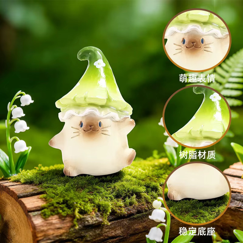 Pai Cat Mushroom Dreamy Blind Box Harz-Cartoon-Figuren Ornamente in Multicolor für deine Desktop-Dekoration - Bild 3