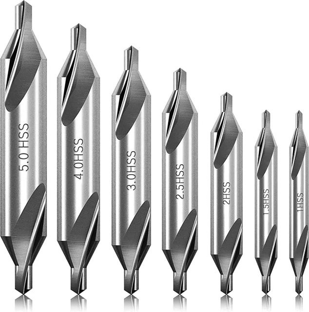 7-teiliges Zentrierbohrer-Set in Silber mit 60-Grad-Winkel für die Metallbearbeitung an der Drehmaschine, Größen: 1 / 1,5 / 2 / 2,5 / 3 / 4 / 5 mm - Bild 1